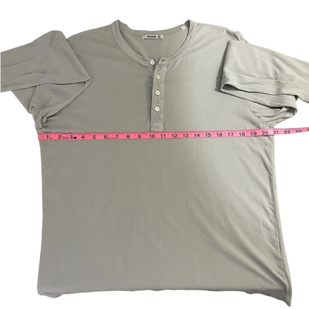 Buck Mason 100% Cotton Henley Shirt Long Sleeve Casual Gray Men's Size Medium - Picture 6 of 7